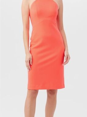 Trina Turk Coral Strapless Midi Sheath Dress